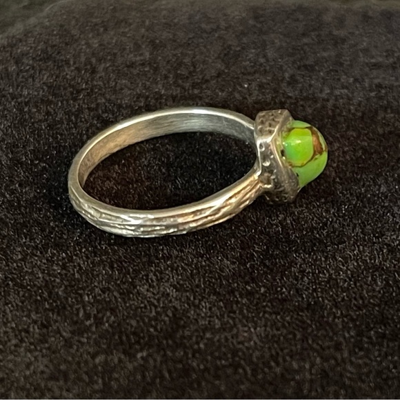 STERLING SILVER GREEN COPPER TURQUOISE RING - Picture 5 of 7